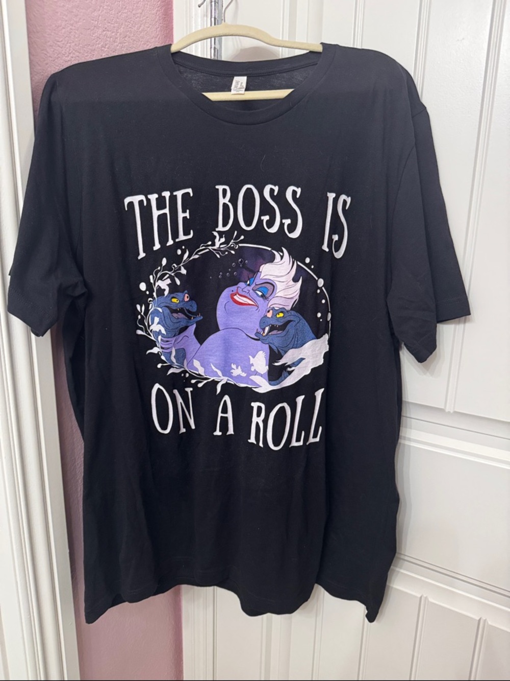 Bella Canvas Black Short-Sleeve Tee with Purple Ursula Graphic and White Slogan
